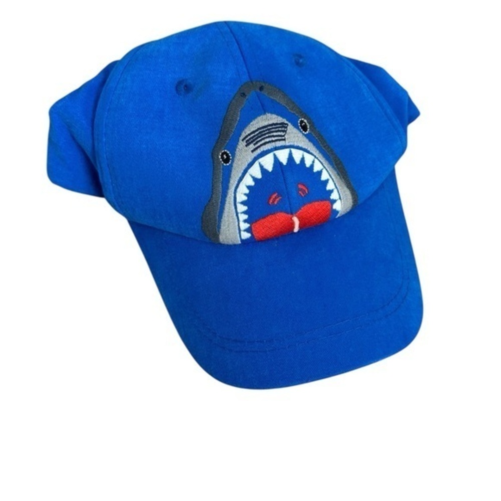 Boden Bright Blue Baseball Cap with Red Strap Accent